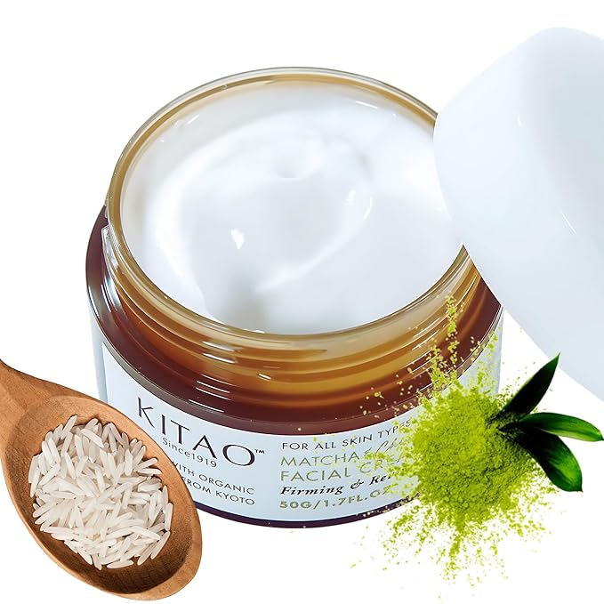 KITAO Organic Face Cream for Women & Men, Anti Aging Night Cream for Face with Matcha, Shea Butter, Retinol, Vitamin C & E; Collagen Face Cream & Facial Moisturizing Cream Japanese Skincare 1.7Fl Oz
