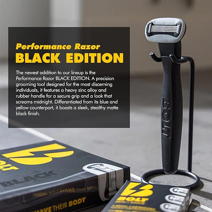 Performance Razor - Black Edition - 5-Blade Swedish Steel - Aloe & VIT E - Zinc Handle - Smooth Shave Kit - 2 Cartridges