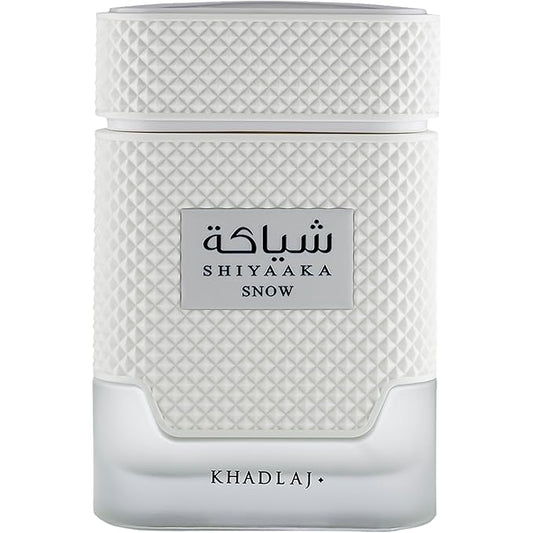 Khadlaj Shiyaaka Snow – Citrusy, Woody, Spicy, Aromatic – Eau de Parfum Spray Long-Lasting Fragrance for Men, 3.4 Ounce / 100 ml
