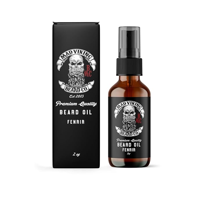 Mad Viking Fenrir Beard Oil – Hydrate, Soften, And Grow Your Beard Naturally. Fight Itch And Dandruff With A Bold Neroli, Rum & Tobacco Scent. Made In The USA - 2oz