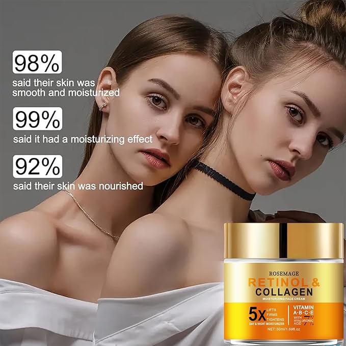 Retinol Cream for Face with Hyaluronic Acid, Anti Aging Wrinkle Cream for Women and Men, Day and Night Collagen Moisturizer to Minimize Wrinkles, Dryness