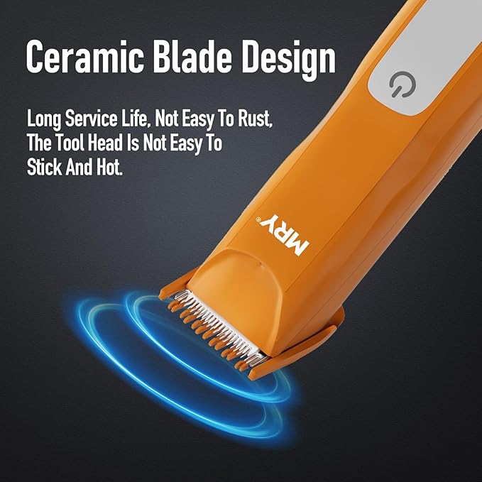 MRY Groin Trimmer for Men Women Ipx6 Waterproof USB Charging Trimmer/Light and Ceramic Blade Electric Trimmer for Men Women for Pubic/Body/Groin Grooming/Face/Legs/Facial (Orange Color)
