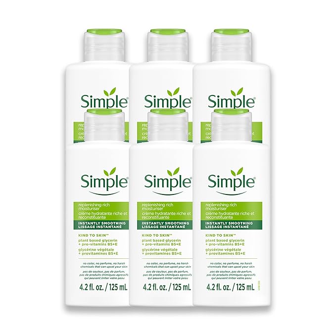 Simple Kind To Skin Replenishing Rich Moisturizer - Face Cream Nourishes and Hydrates - Face Moisturizer with Niacinamide, Vitamins B5 and E - 6 pc