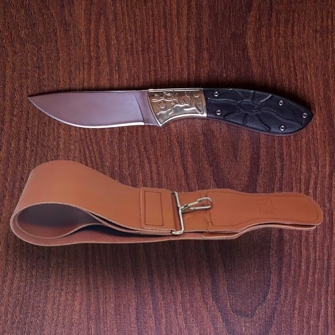 Gents Leather Razor Strop 2.5" x 22" Super Soft Cowhide Dual Straps with Clip Sharpening Razor, Knifes & Kitchen Cutlery, Keeps Your Blade Sharp