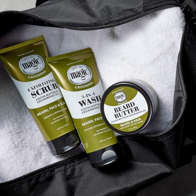 SoftSheen-Carson Magic Men's Grooming Conditioning Beard Butter With Cocoa Butter and Cedarwood Oil, Moisturizes, Softens and Define With No Drying Alcohol, 3.5 ounces