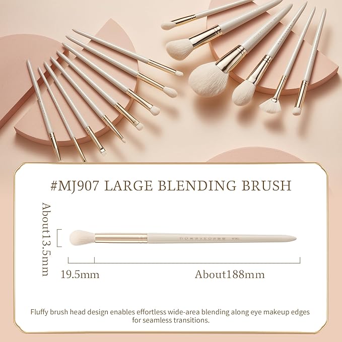 Bisque Series Large Blending Brush for Effortless Eyeshadow Transition Painted Birch Handle with Soft Nylon Bristles MJ907