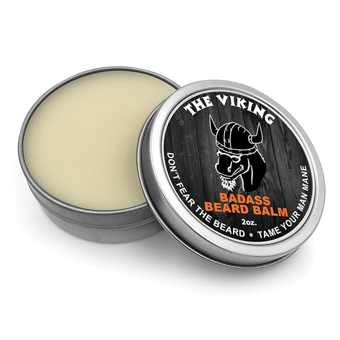 Badass Beard Care Balm For Men - The Viking Scent, 2 Ounce - All Natural Ingredients, Keeps Beard and Mustache Full, Soft and Healthy