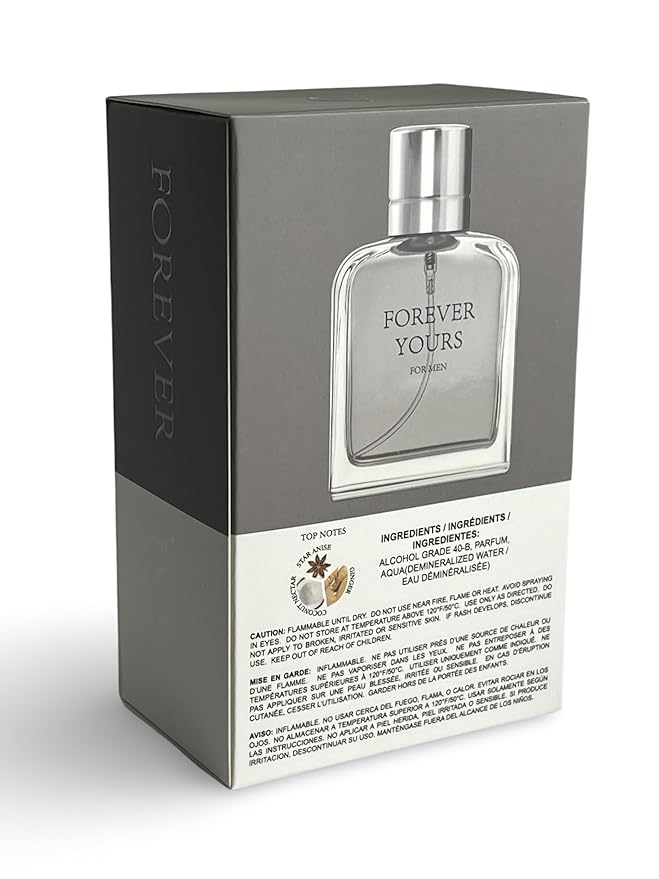 FOREVER YOURS for Men Eau de Parfum Spray, 3.4 Fl Oz, Notes: Ginger,Patchouli, Cedar Wood