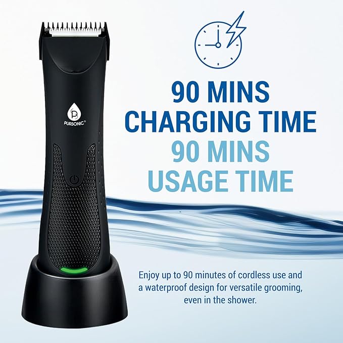 Pursonic Mario Lopez Wireless Beard Trimmer for Men, Body Hair Trimmer & Shaver with LED Light – Beard Shaver for Men MLTCA40 Precision Grooming, Black