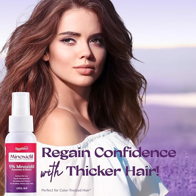 Women's 5% Minoxidil Spray for Hair Growth: 3-Pack RootStim Extra Strength Minoxidil with Rosemary & Biotin for Thinning Hair Regrowth and Fuller Hair - 60ML Each