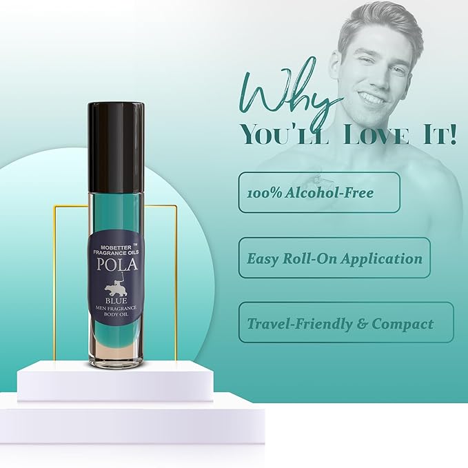 MOBETTER FRAGRANCE OILS Pola Blue Cologne Body Oil for Men (10ml Roll On)