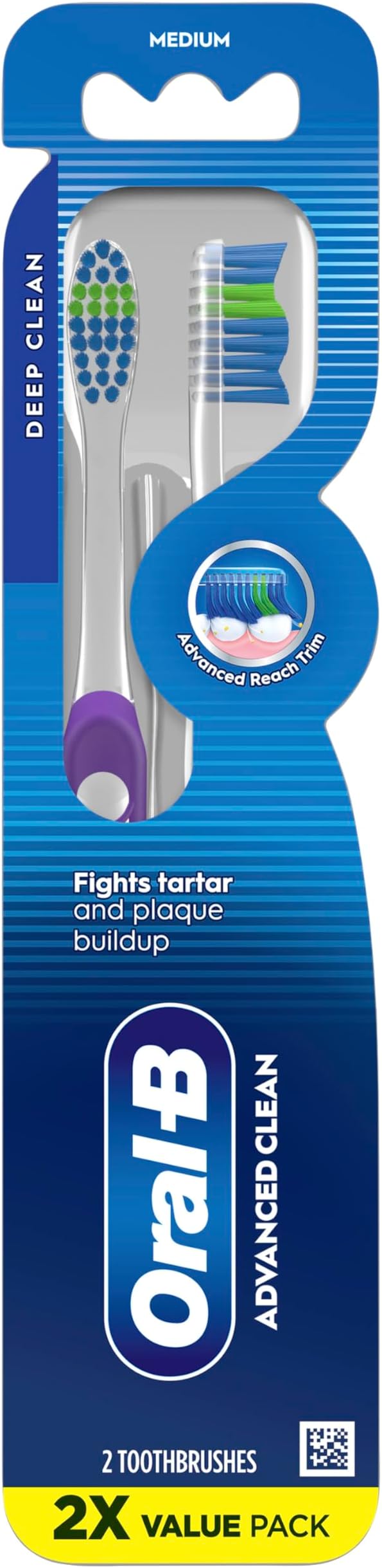Oral-B Pro Health Fights Plaque & Tartar, 2 Count Medium Manual Toothbrush Pack, Indicator Bristles, Plaque Fighter, Gentle on Teeth
