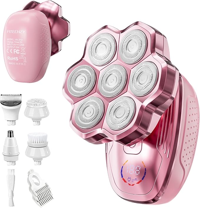 Electric Razors for Women Legs, 5-in-1 Electric Shaver for Women & Body Shaver, Waterproof Wet/Dry 7-Blade Women’s Electric Shaver with Womens Facial Hair Shaver for Lady Face Underarms Public