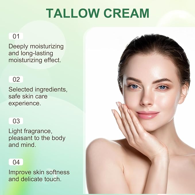 Grass-fed Tallow with Frankincense Oil & Castor oil,Tallow Moisturizer for Skin, Tallow and Manuka Honey Balm for Face & Body (2PCS)