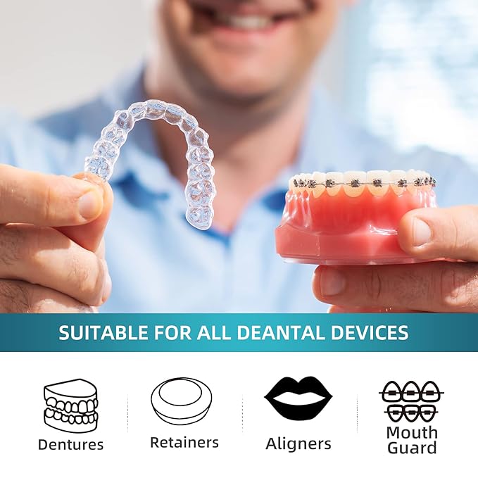 Retainer Cleaner Tablets Invisalign Cleaner Denture Cleaning Tablets,Remove Stains Away,3 Month Nature Supply - Use for Invisible Clear Aligner,Partials Full Dentures,Night Guard,Mouthguard by Y-Kelin