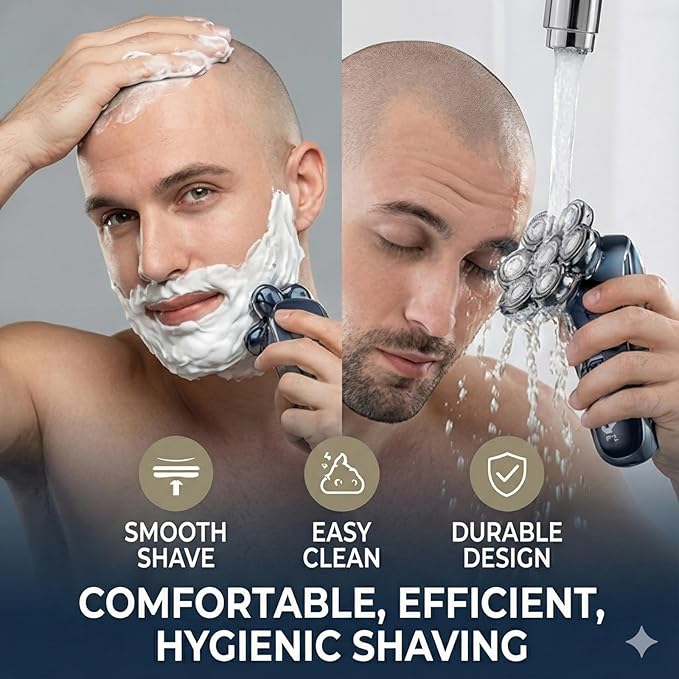 2Pack Fit for SHPAVVER Replacement Heads,7 Blade Floating Head Fit for Cyruzi Replacement Head,Compatible with SHPAVVER/Cyruzi Head Shavers for Bald Men,Magnetic IPX7 Waterproof Shaver Heads.