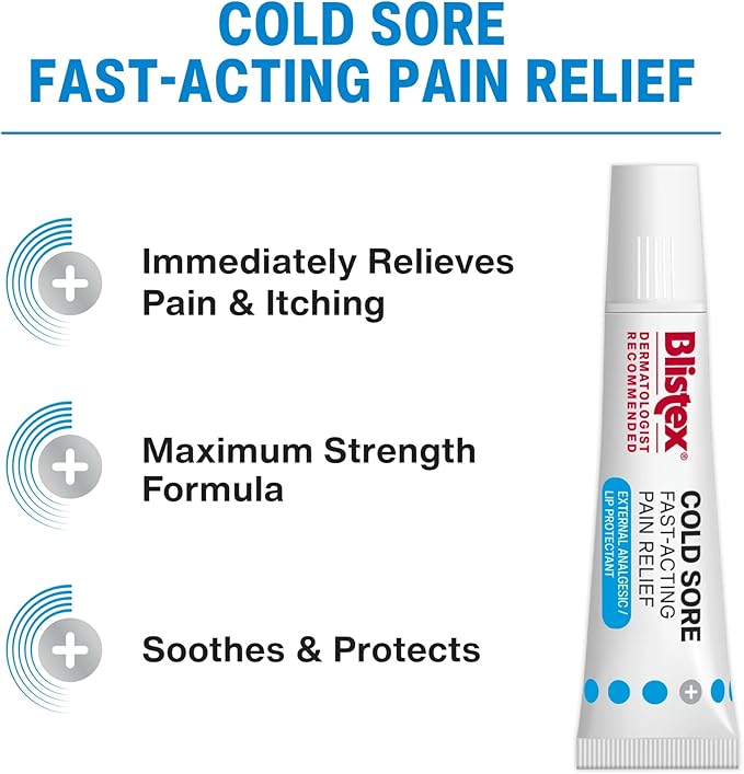 Blistex Cold Sore Kit – Cold Sore/Fever Blister Treatment Docosanol Cream 10% Shortens Healing Time (2g/0.7oz) – Fast-Acting Pain Relief Cream with Maximum Strength Lidocaine (4.25g/0.15oz)