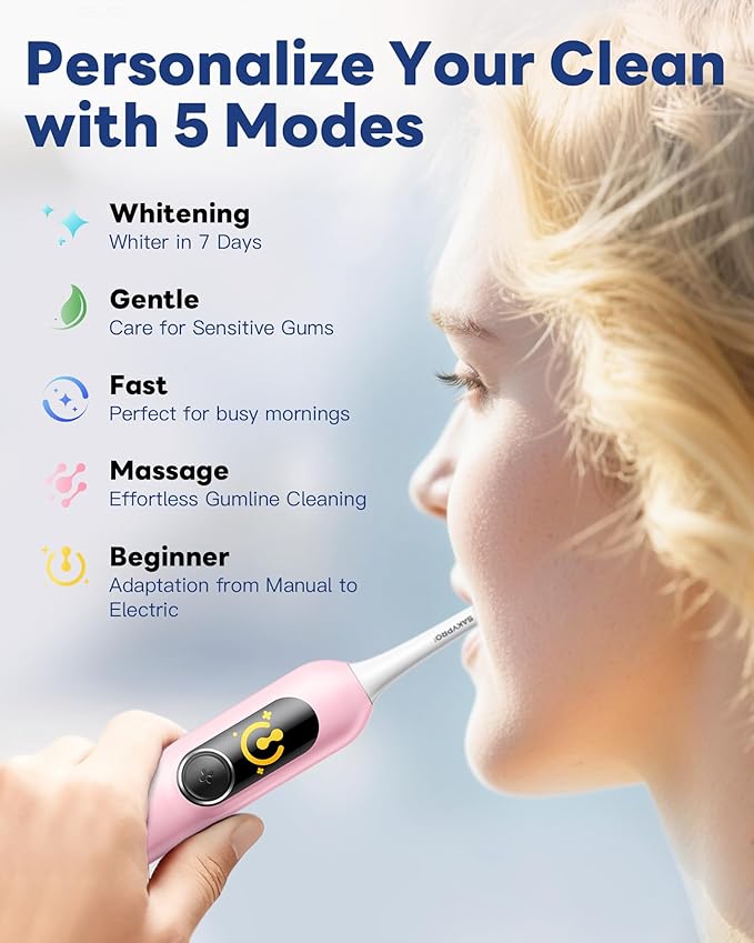 AI Electric Toothbrush with Smart Display for Adults Kids | 150-Day Rechargeable Toothbrush, Real-Time Map |3-Min Timer, Travel Case | Teens Sonic Toothbrush Gift (G5S)