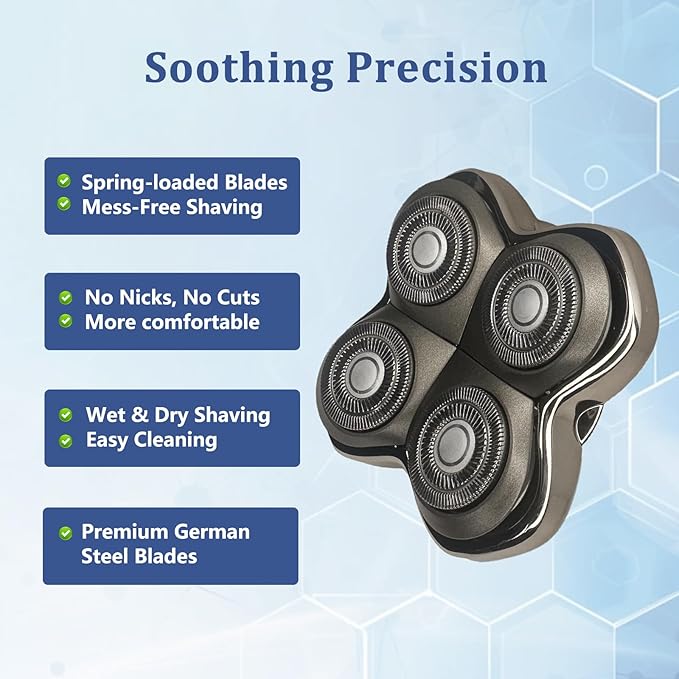 Pro 4Head Replacement Blade for S-Kull Pit-Bulls Gold PRO, Silver PRO, Platinum PRO, Butterfly Kiss PRO Head Shavers, German Stainless Blades, Floating 4 Heads for a Fast (1Pack)