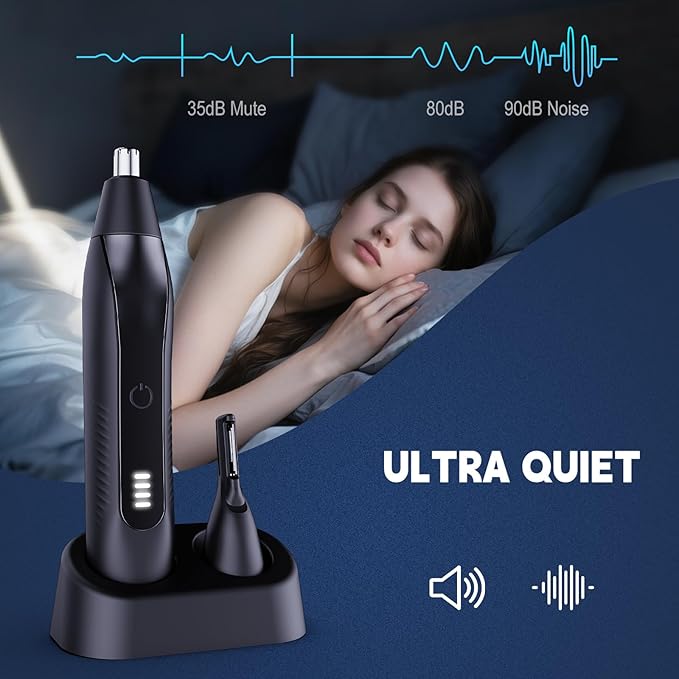 2 in 1 Nose Hair Trimmer for Men - LED Power Display, 16000RPM Motor, Electric Ear & Eyebrow Grooming Kit, Nose Hair Cutter & Remover, Face & Body Clipper, Gift for Male Men Christmas Father's Day