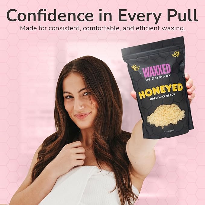 WAXXED Honeyed Hard Wax Beads 2.2LB – Budget-Friendly Golden Gel Waxing Beads That Melt Fast at Low Temp – Flexible Texture for Smooth Application – Clean Removal, Low Residue - Gentle for All Areas