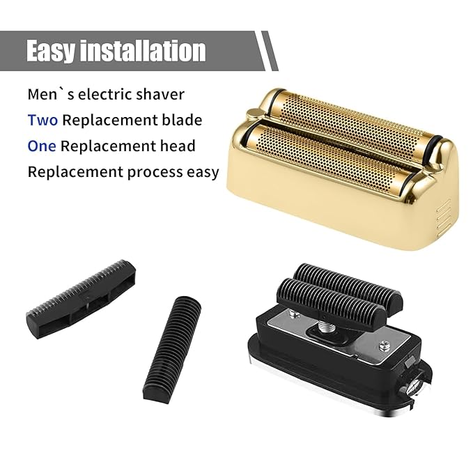 2 Pack Shaver Replacement Foil and Cutter，Compatible with BaBylissPRO FXONE Gold FX Double Foil Stick Shaver,Gold