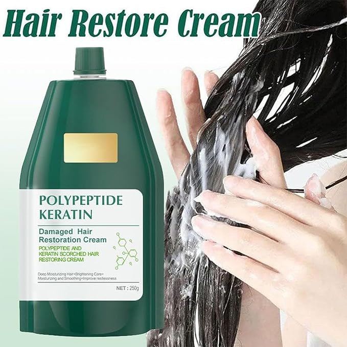 Polypeptide Keratin Hydrating Smoothing Hair Damage Repair Cream, Polypeptide Keratin Hair Treatment, Deep Conditioning Mask, Lasting Shine and Smoothness (2*(250g+300g))