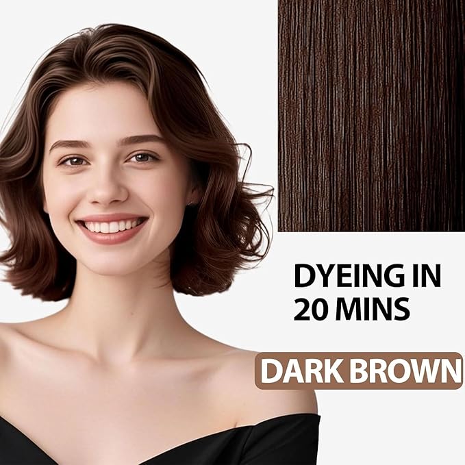 Dark Brown Hair Color Shampoo for Women Men Ammonia-Free & PPD-Free, Gray Hair Coverage Herbal Natural Hair Dye Shampoo 18 Pack