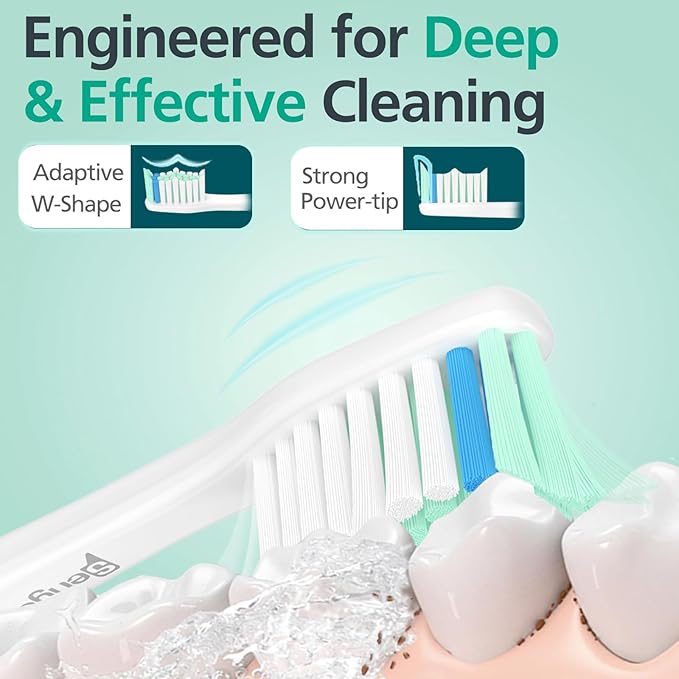 Toothbrush Heads for Philips Sonicare Replacement Heads E-Series, Essence, Xtreme, Elite, Advance and CleanCare Screw-On Electric Handles, Brush Heads for Philip Sonic Care, 6 Pack