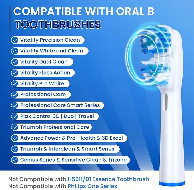 Replacement Brush Heads Compatible with Oral B- Double Clean Design, Double Clean Brush Heads, Compatible with Braun Oral-B Dual Clean Electric Toothbrush (8-Pack)