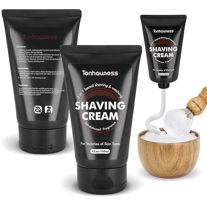 Shaving Brush Kit For Men, 4 In 1 Shaving Brushes Set Includes Badger Hair Shaving Brush, Wood Bowl, Shaving Cream and Stainless Steel Shaving Holder