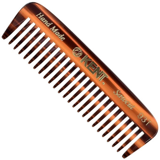 Kent 93T Beard Comb for Men - Wide Tooth Men's Comb, Ideal For Mustaches and Beards and Facial Hair, Small Pocket Sized Travel Detangler Combs, Saw-Cut, Hand Polished, Made in England