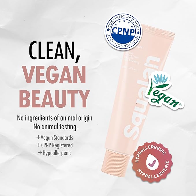 VEGREEN Vegan Squalane 730 Face Moisturizer – Non-Comedogenic Barrier Repair Cream for Glass Skin, Fast-Absorbing Deep Hydration for Dry & Sensitive Skin, 1.69 fl oz