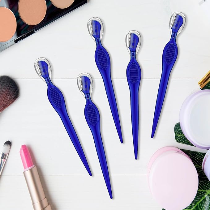 Mudder 28 Pcs Eyebrow Razor Knife Shaver Trimmer Shaver Multipurpose Exfoliating Tool Facial Hair Removal for Women Valentine Gift Giving(Royal Blue)