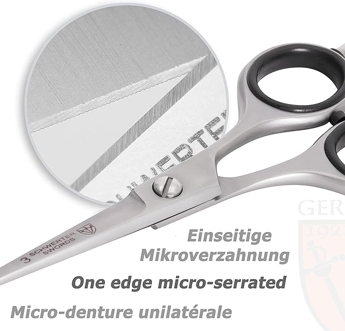 3 Swords Germany – professional BEARD MUSTACHE HAIR SCISSORS, stainless steel, straight blade, sharp, with black case