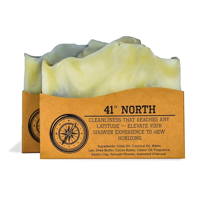 Compass Soap 41 North | Natural Bar Soap for Men | Soap Bar with Minimalist & Gentle Lather | Best Mens Bar Soap | Natural, Paraben & Phthalate Free Bath Soap Bars for Men | 5 oz. Pack of 2
