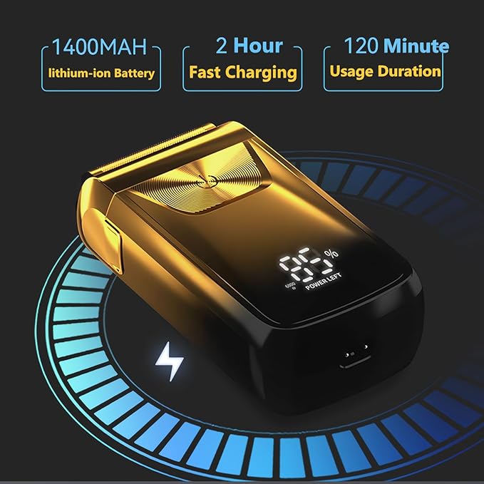 Electric Foil Shaver for Men,Wet Dry Mens Barber Shaver & Trimmer 2 in 1,Professional USB Cordless Rechargeable Razor for Men,LCD Display,Twin Titanium Blades System,Best Gift to Father