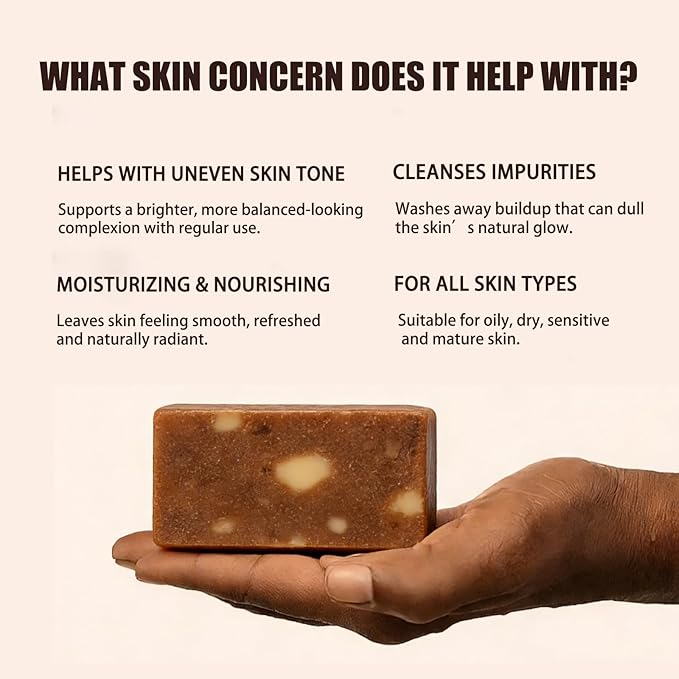 African Black Soap– Raw African Black Soap Bar Moroccan Black Soap Hydrates Dry Skin for All Skin Types, Supports a More Even-Looking Skin Tone for Face & Body Wash