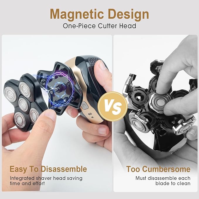 Detachable Floating Replacement Shaving Head, Washable Shaver Blade Heads Replacement for Head Shaver, Wet & Dry Compatible for Rotary Shavers