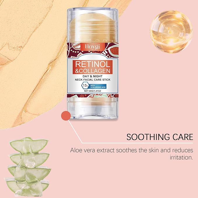 Retinol & Collagen Neck Facial Care Stick, Anti Aging Neck and Décolleté Firming Cream - Tighten and Hydrate Skin Day & Night Neck Tightening Cream Firm Repair Sagging Rejuvenates Skin