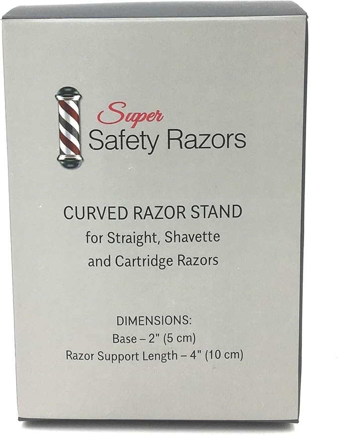 Curved Chrome Razor Stand for Straight, Shavette & Cartridge Razors - Fits 100 mm+ Handle Lengths
