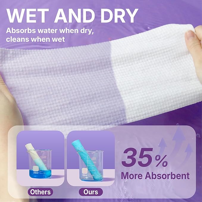 Disposable Face Towels (150 Count) – XL 10"x12" Ultra Thick Facial Cleansing Cloths – Soft Biodegradable Dry Wipes for Sensitive Skin – Lint-Free Makeup Remover Towelettes for Daily Skincare