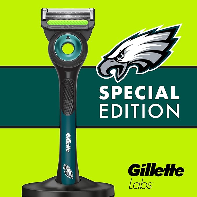 Gillette Labs Special NFL Eagles Edition Shaving Razor for Men - 1 Handle, 1 Razor Blade Refill, Perfect for Game Day Grooming, GilletteLabs with Exfoliating Bar