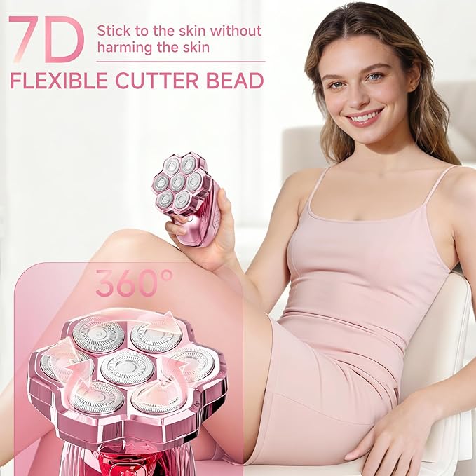 Electric Razors for Women Legs, 5-in-1 Electric Shaver for Women & Body Shaver, Waterproof Wet/Dry 7-Blade Women’s Electric Shaver with Womens Facial Hair Shaver for Lady Face Underarms Public