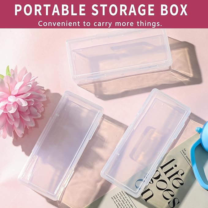 6Pcs Cotton Swab Holder for Travel,Portable Dental Floss Case Clear Plastic Cotton Pad Holder,Travel Floss Picks Case Storage Containers with Dustproof Lid