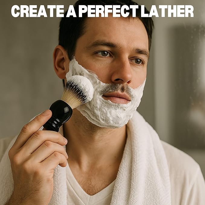 G.B.S Synthetic Shaving Brush with Travel Tube - Professional Wet Shaving Kit, Vegan Bristles, Men’s Grooming Essentials