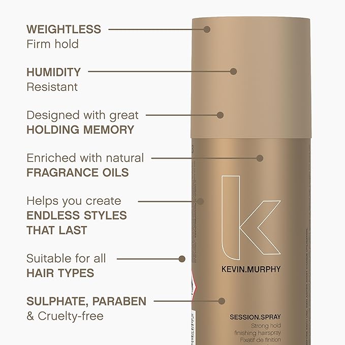 KEVIN.MURPHY SESSION.SPRAY - Strong Hold Finishing Hair Spray - For All Hair Types - Long Lasting Hold - Humidity Resistant Hair Care - 100 mL / 3.4 fl oz (Pack of 2)