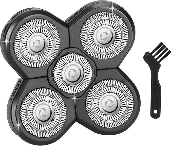 1 PCS Head Shaver Replacement Blades,Valentines Day Gifts for Him Mens Husband Dad - Birthday Gift Ideas for Dad, 5-Blade Shaver Heads for Bald and Face Hair with Cleaning Brush