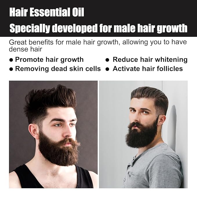 30ml Men's Hair Growth Oil for Thinning Hair – Hair Regrowth Treatment for Balding & Receding Hairline, Natural Hair Thickening Serum with Rosemary & Ginseng