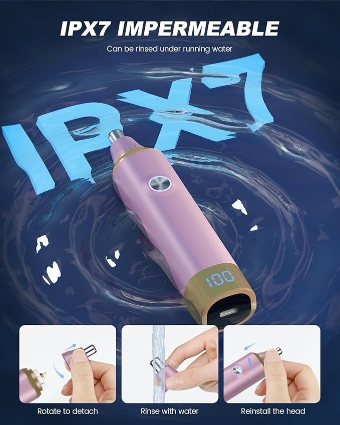 Ear and Nose Hair Trimmer for Men, 2025 Professional Painless USB Rechargeable Eyebrow & Facial Hair Trimmer, 13,000 RPM Precision Tool with Powerful Motor and Dual-Edge Blades, IPX7 Waterproof